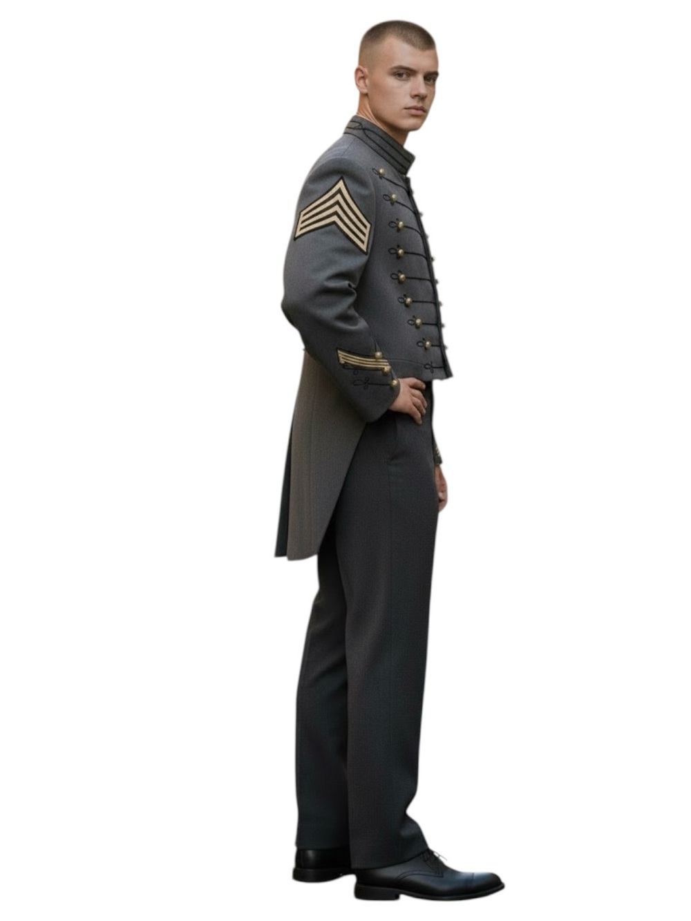 VTG. West Point Military Cadet Full dress Gray dress tailcoat Wool Coatee.